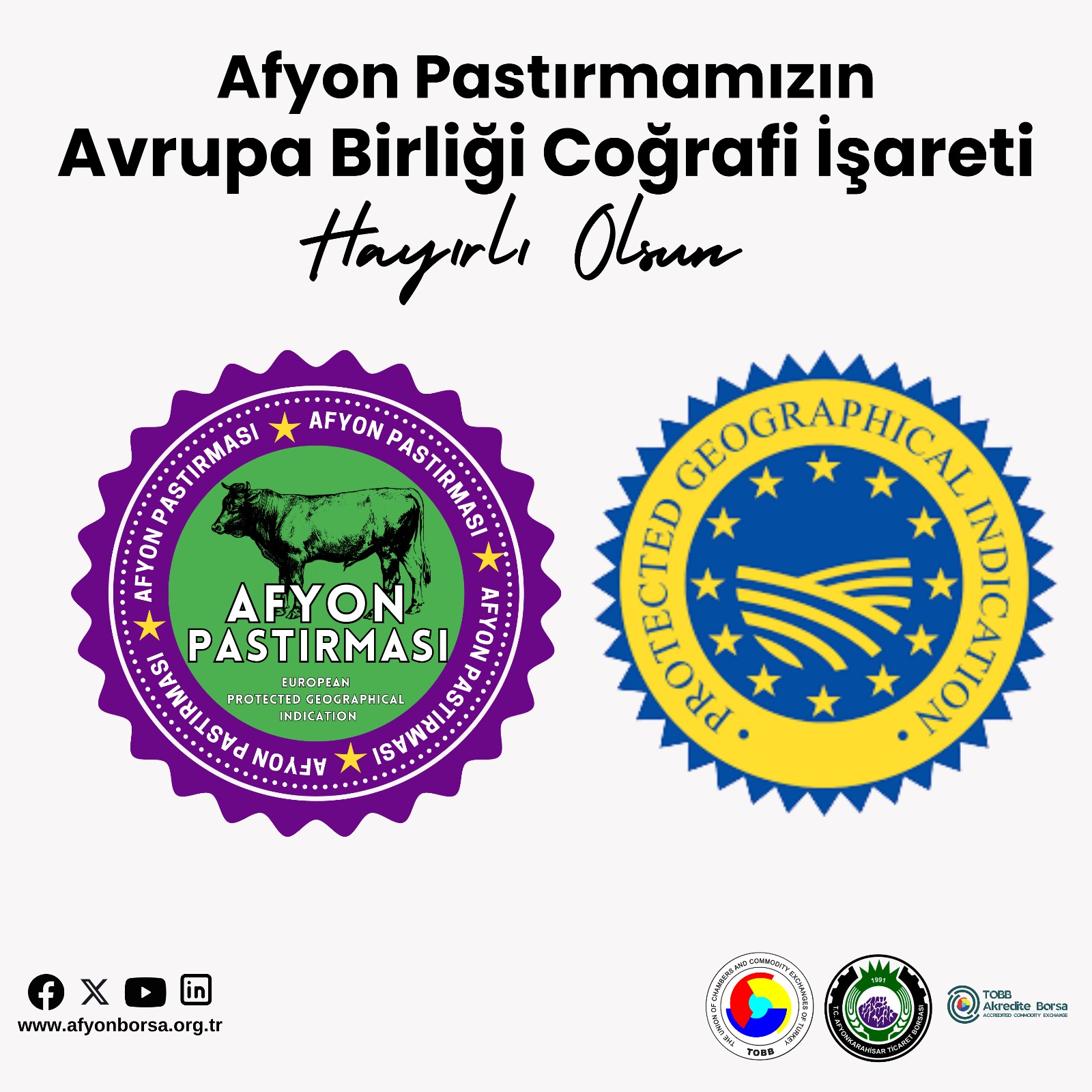 AFYON PASTIRMASI, AB TARAFINDAN RESMEN TESCİLLENDİ